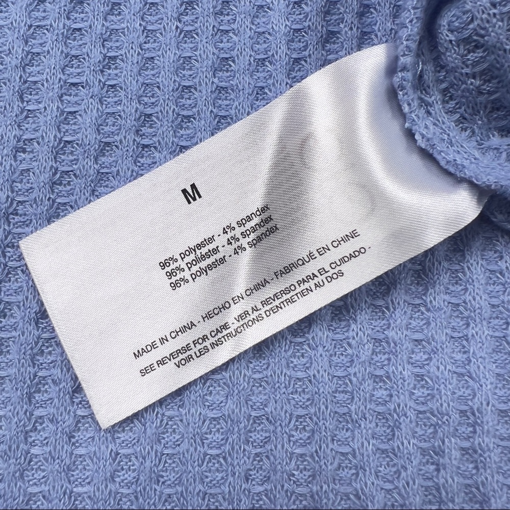 Vintage America Blue Thermal Long Sleeve Waffle Knit Top Pullover Medium - Picture 6 of 12